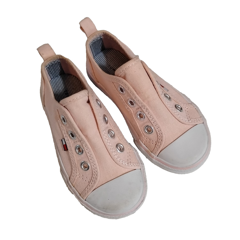 Tommy Hilfiger Girl Baby Size 6.5 Shoes No Lace Slip On Sneakers Pink